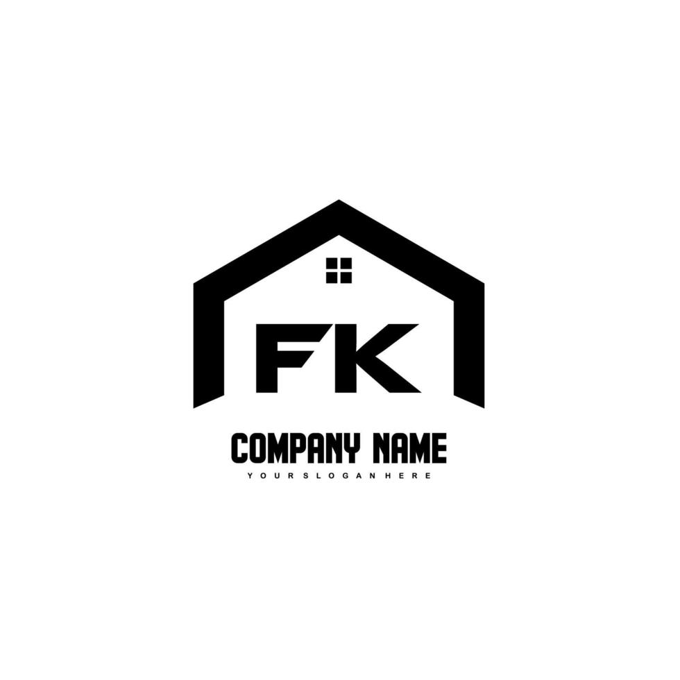 fk lettres initiales vecteur de conception de logo pour la construction, la maison, l'immobilier, le bâtiment, la propriété.