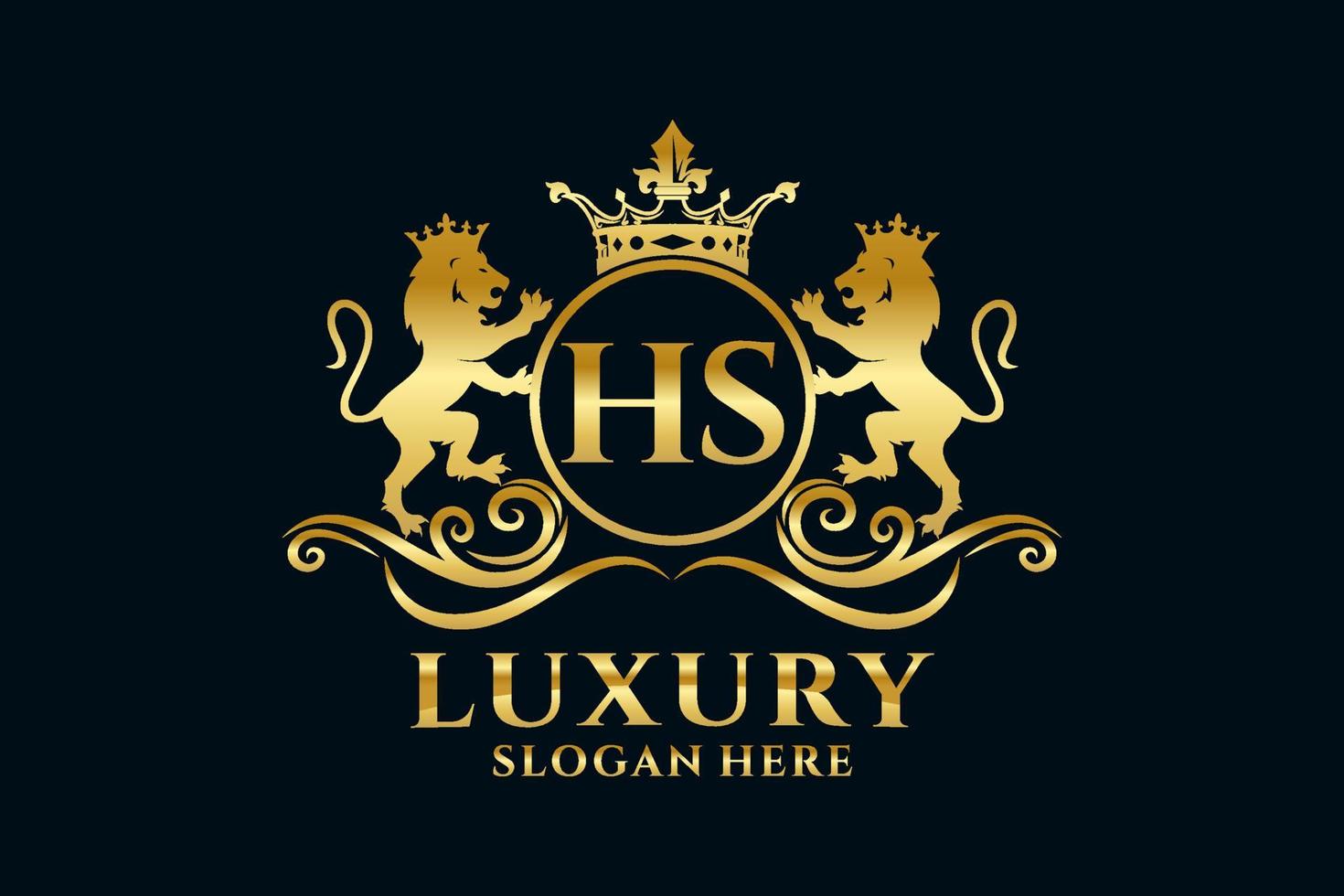 lettre hs initiale modèle de logo de luxe royal lion dans l'art vectoriel pour les projets de marque de luxe et autres illustrations vectorielles.