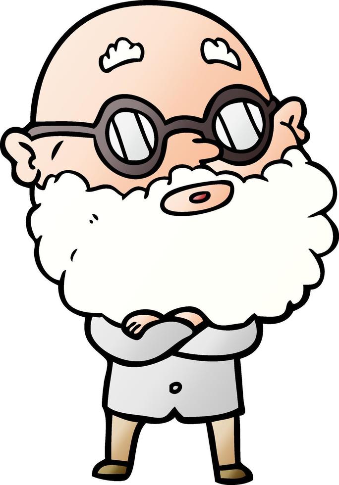 homme curieux de dessin animé avec barbe et lunettes vecteur