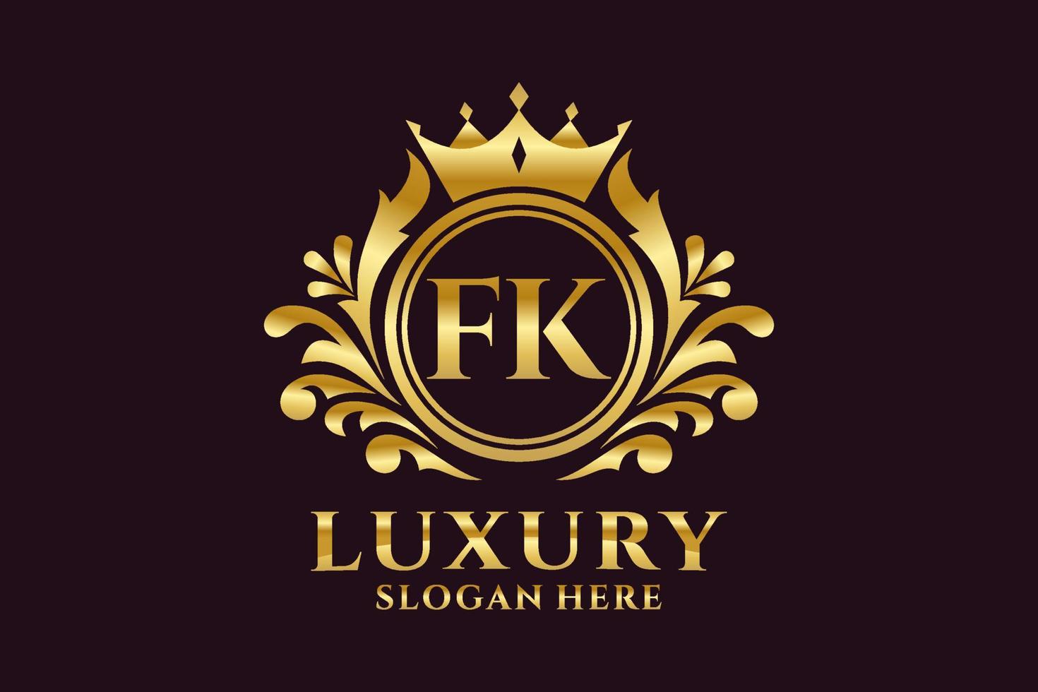 modèle initial de logo de luxe royal de lettre fk dans l'art vectoriel pour des projets de marque luxueux et d'autres illustrations vectorielles.