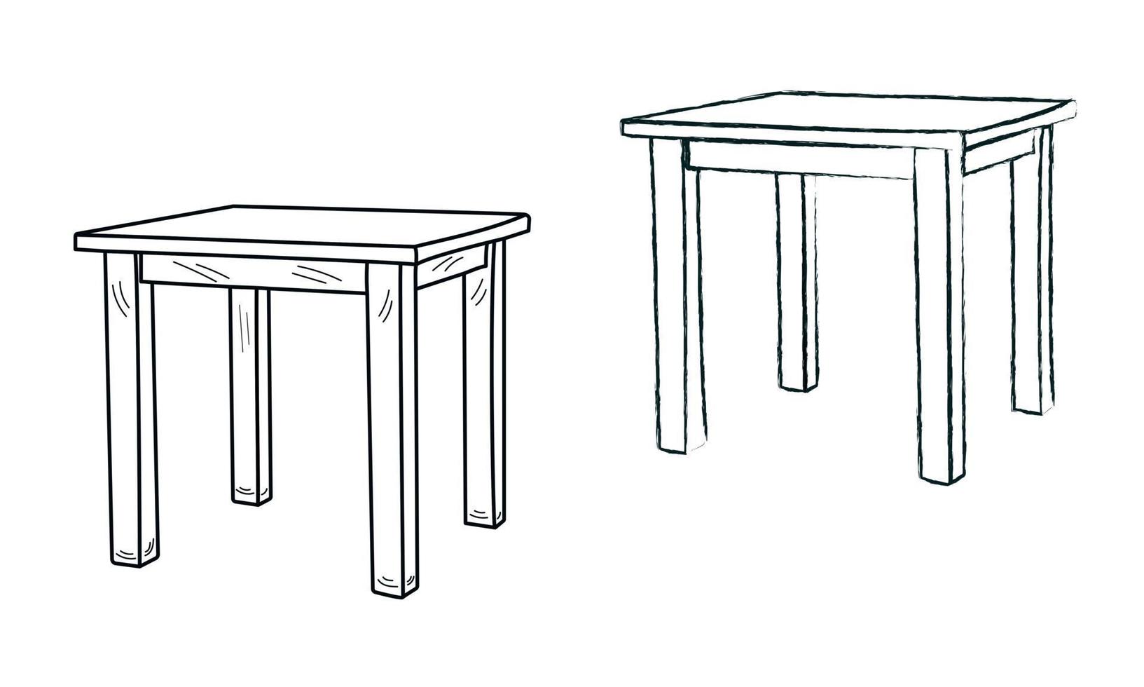 ensemble, silhouette de contour, table, bureau, table de régime, bureau, table de cuisine, meuble, vecteur isolé.