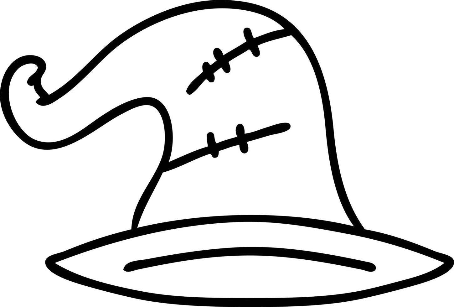 doodle en ligne d'un vieux chapeau de sorcier vecteur