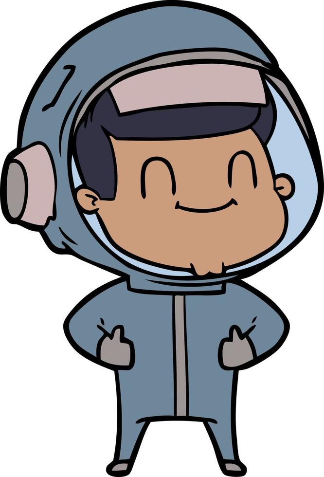 heureux, dessin animé, astronaute vecteur