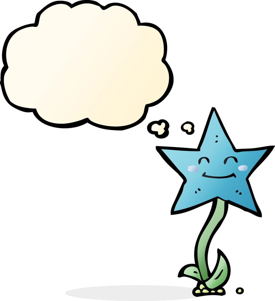 fleur étoile de dessin animé avec bulle de pensée vecteur