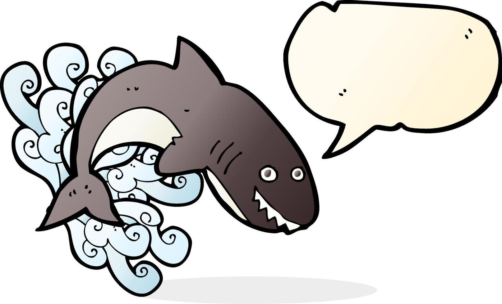 requin de dessin animé avec bulle de dialogue vecteur