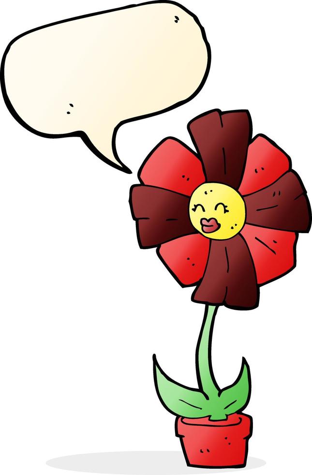 fleur de dessin animé avec bulle de dialogue vecteur