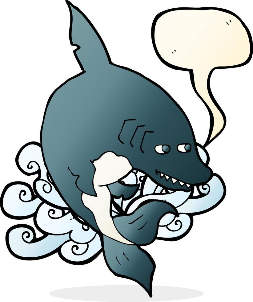 requin drôle de bande dessinée avec bulle de dialogue vecteur