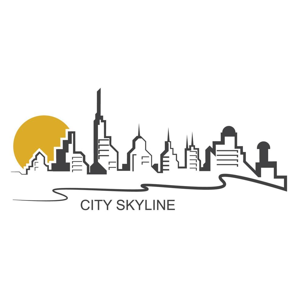 conception d'illustration d'horizon de silhouette de ville. bâtiment de panorama de paysage de ville vecteur