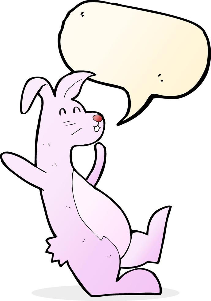 lapin rose dessin animé avec bulle de dialogue vecteur