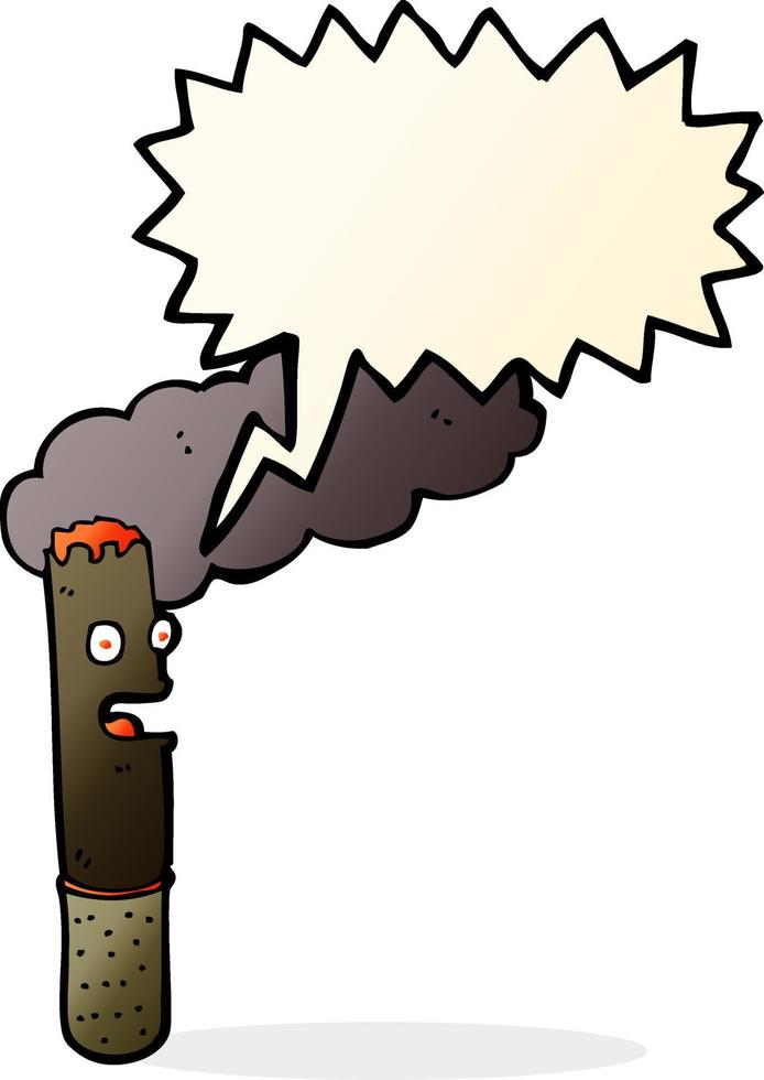 cigare de dessin animé avec bulle de dialogue vecteur