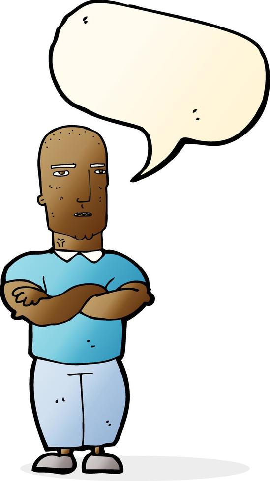 dessin animé homme chauve agacé avec bulle de dialogue vecteur