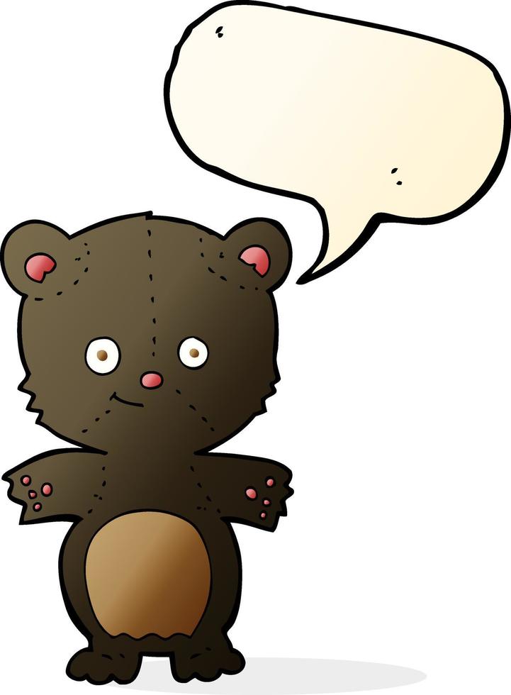 dessin animé ourson noir avec bulle de dialogue vecteur