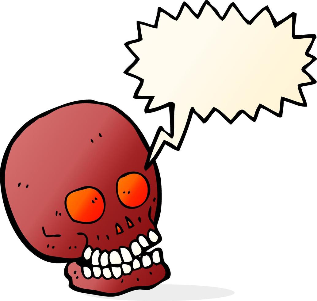 crâne de dessin animé avec bulle de dialogue vecteur
