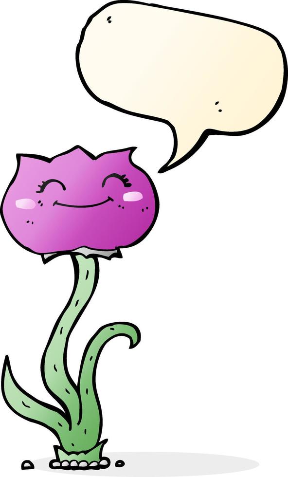 fleur de dessin animé avec bulle de dialogue vecteur