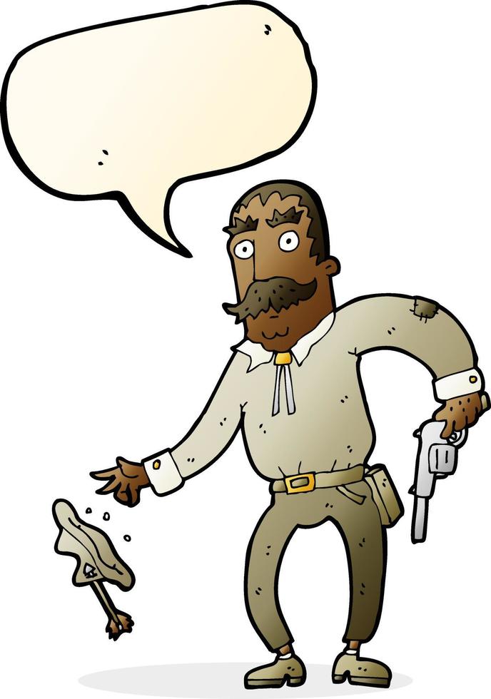 dessin animé cow-boy du far west avec bulle de dialogue vecteur
