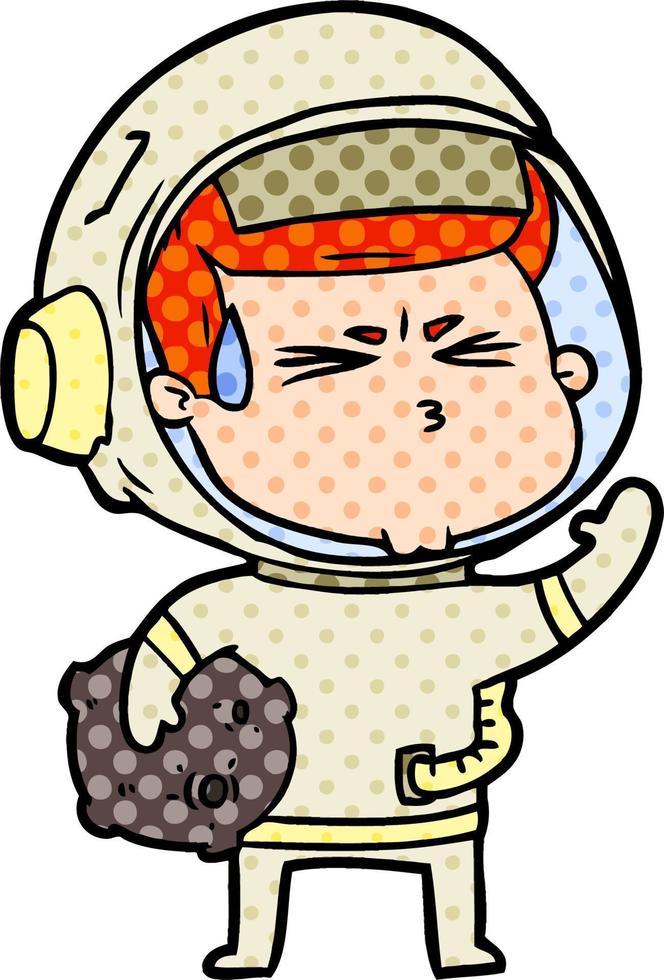 astronaute stressé de dessin animé vecteur