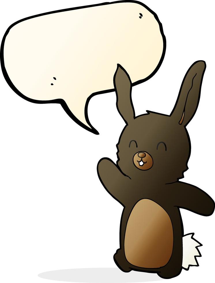 lapin heureux de dessin animé avec bulle de dialogue vecteur