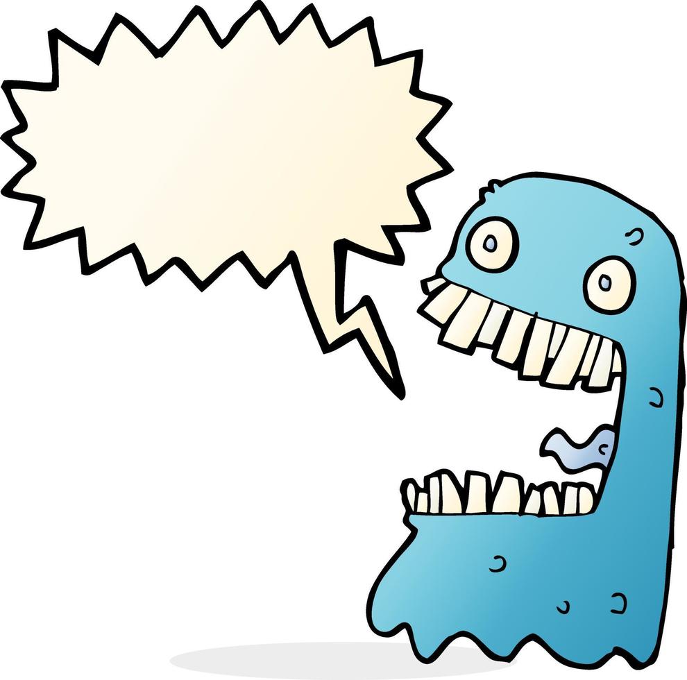 fantôme brut de dessin animé avec bulle de dialogue vecteur