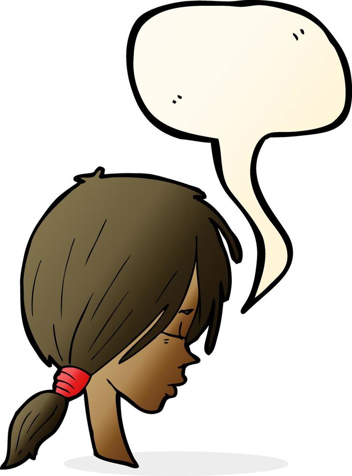 fille de dessin animé à la recherche réfléchie avec bulle de dialogue vecteur