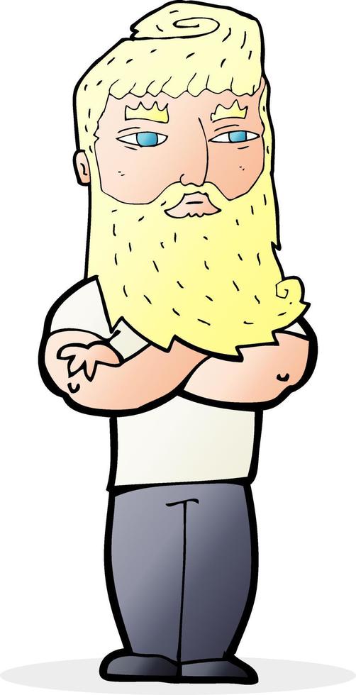 dessin animé homme sérieux avec barbe vecteur