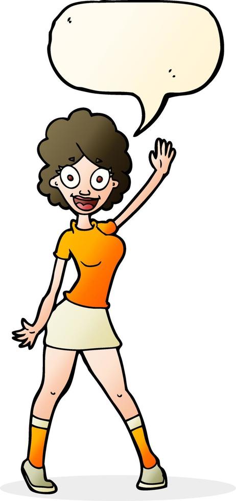 dessin animé femme dansant avec bulle de dialogue vecteur