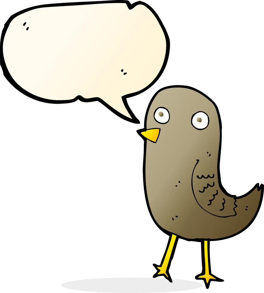 oiseau drôle de bande dessinée avec bulle de dialogue vecteur