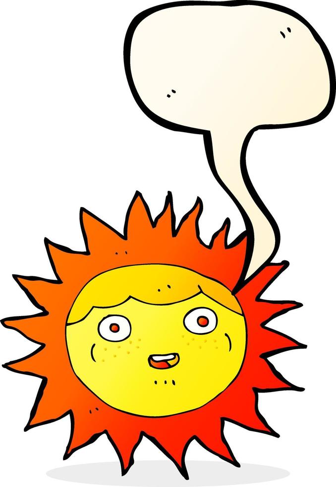 personnage de dessin animé de soleil avec bulle de dialogue vecteur