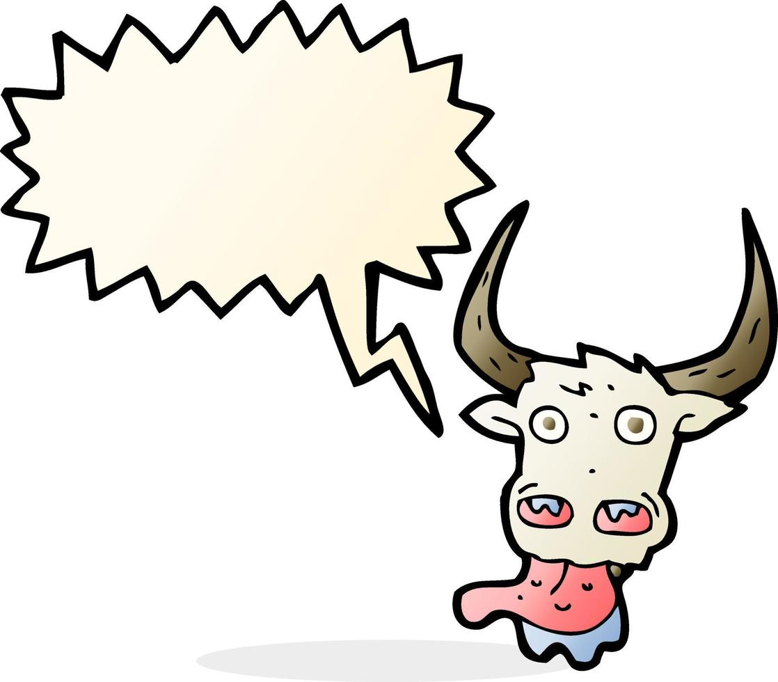 visage de vache dessin animé avec bulle de dialogue vecteur