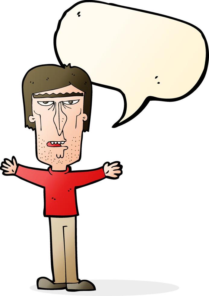 dessin animé homme en colère avec bulle de dialogue vecteur