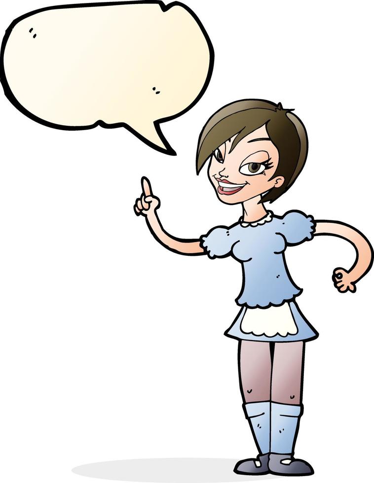 serveuse de dessin animé prenant la commande avec bulle de dialogue vecteur