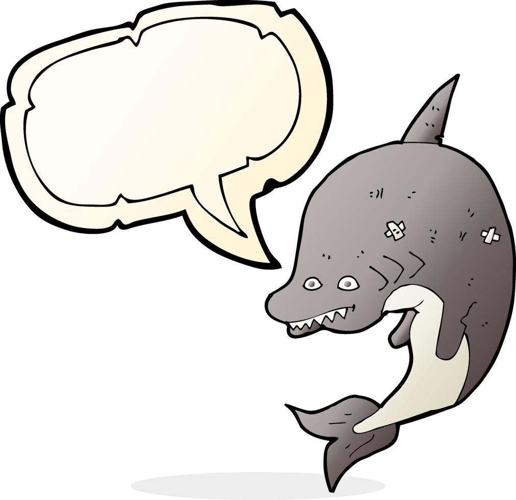 requin de dessin animé avec bulle de dialogue vecteur