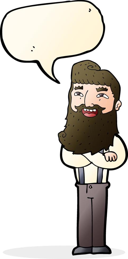 homme heureux de dessin animé avec barbe avec bulle de dialogue vecteur