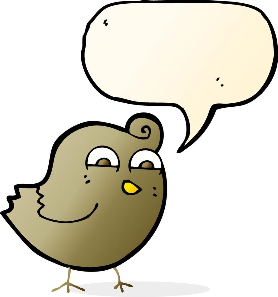 oiseau drôle de dessin animé avec bulle de dialogue vecteur