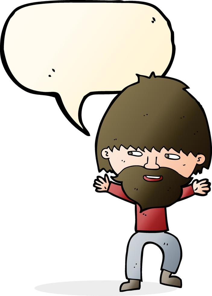 homme heureux de dessin animé avec barbe avec bulle de dialogue vecteur
