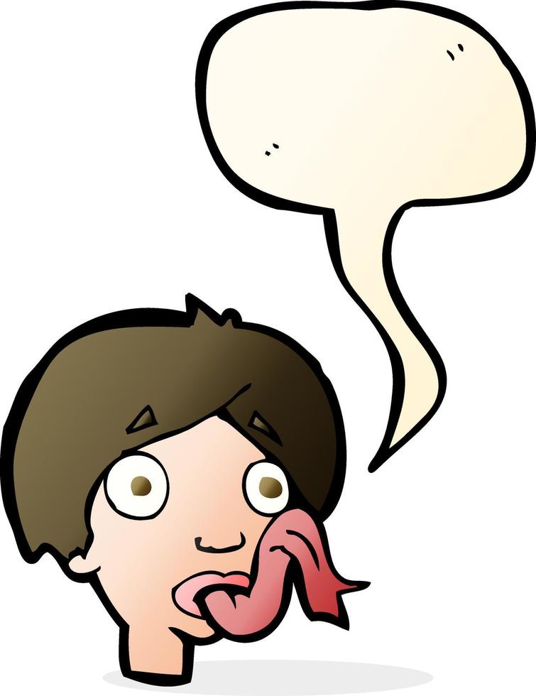 tête de dessin animé qui sort la langue avec bulle de dialogue vecteur