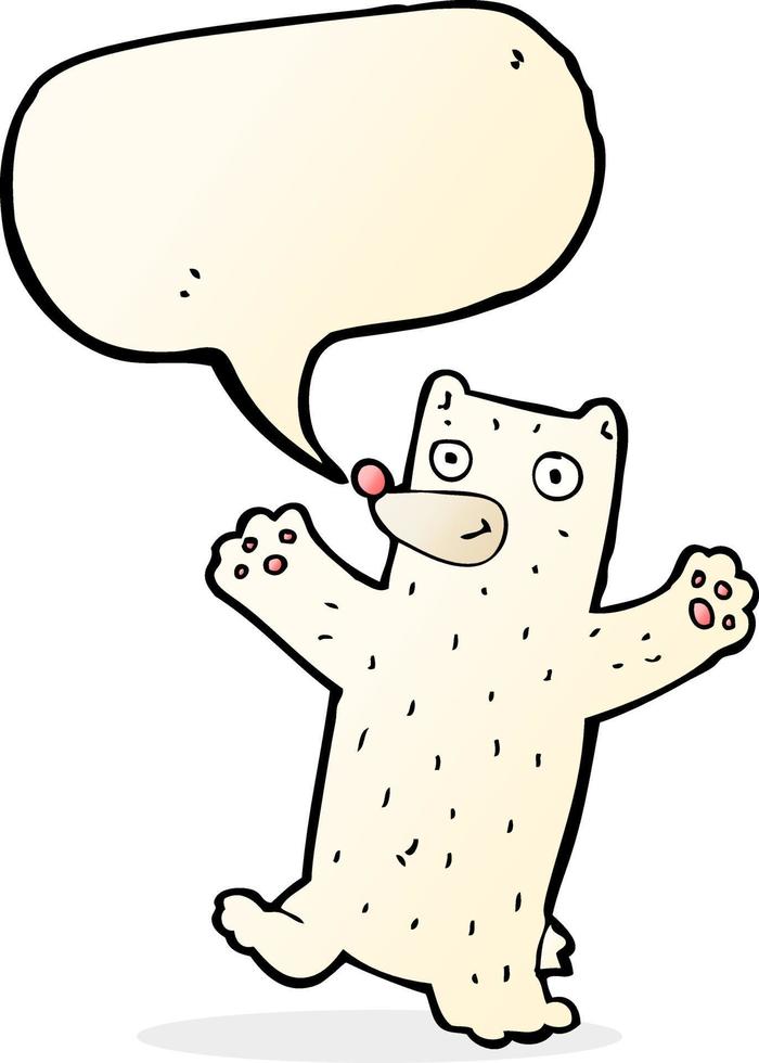 dessin animé ours polaire avec bulle de dialogue vecteur
