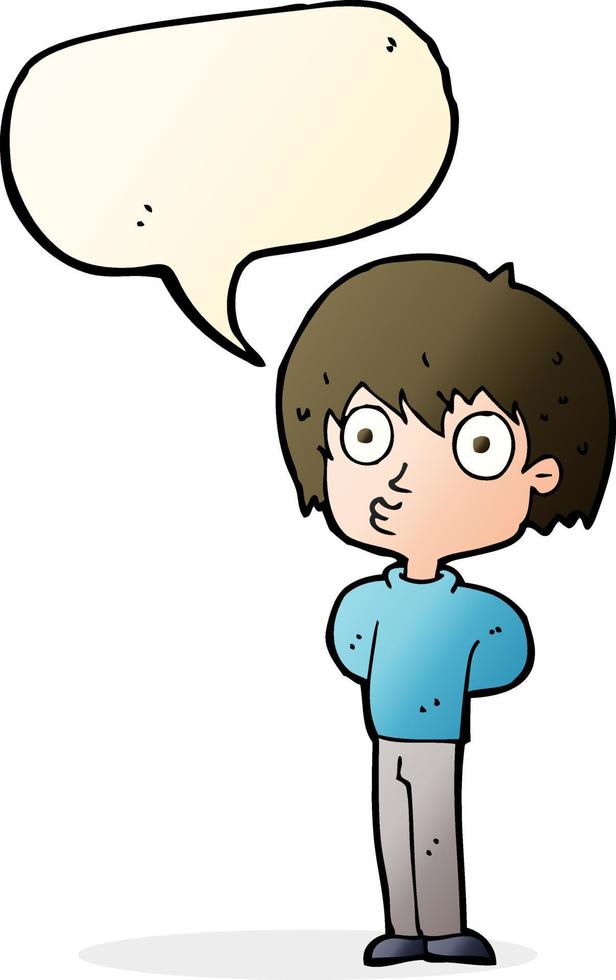 dessin animé garçon impressionné avec bulle de dialogue vecteur
