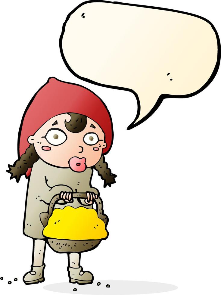 dessin animé du petit chaperon rouge avec bulle de dialogue vecteur