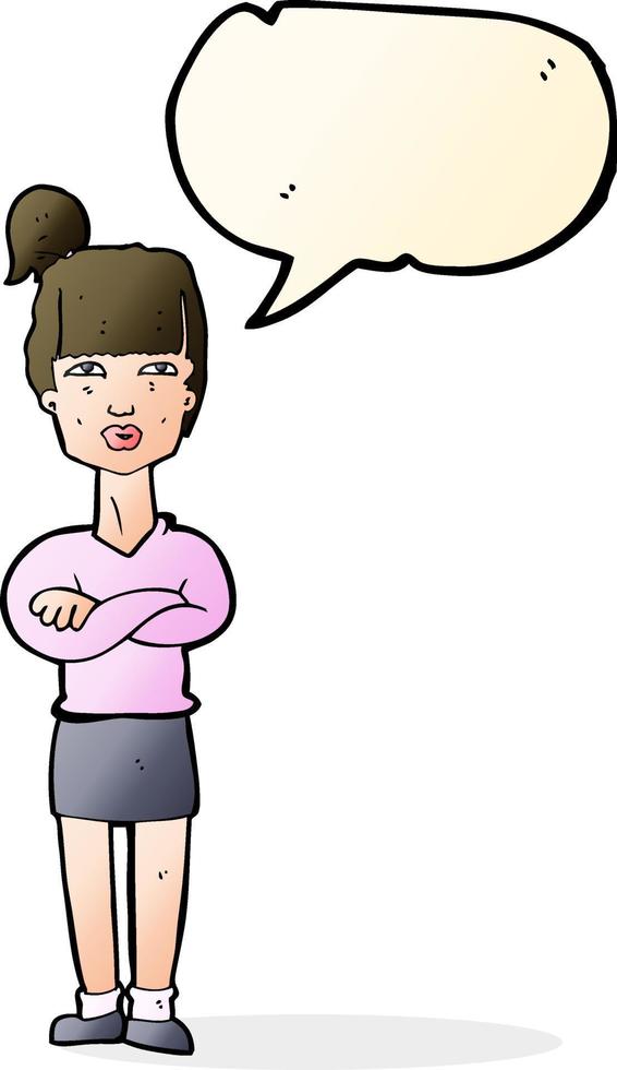 dessin animé femme agacée avec bulle de dialogue vecteur