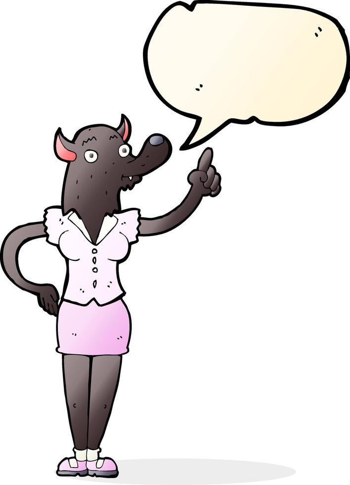 femme loup-garou de dessin animé avec idée avec bulle de dialogue vecteur