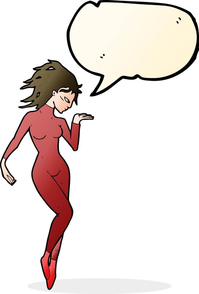 dessin animé future femme de l'espace avec bulle de dialogue vecteur