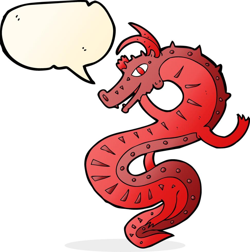 dessin animé dragon saxon avec bulle de dialogue vecteur