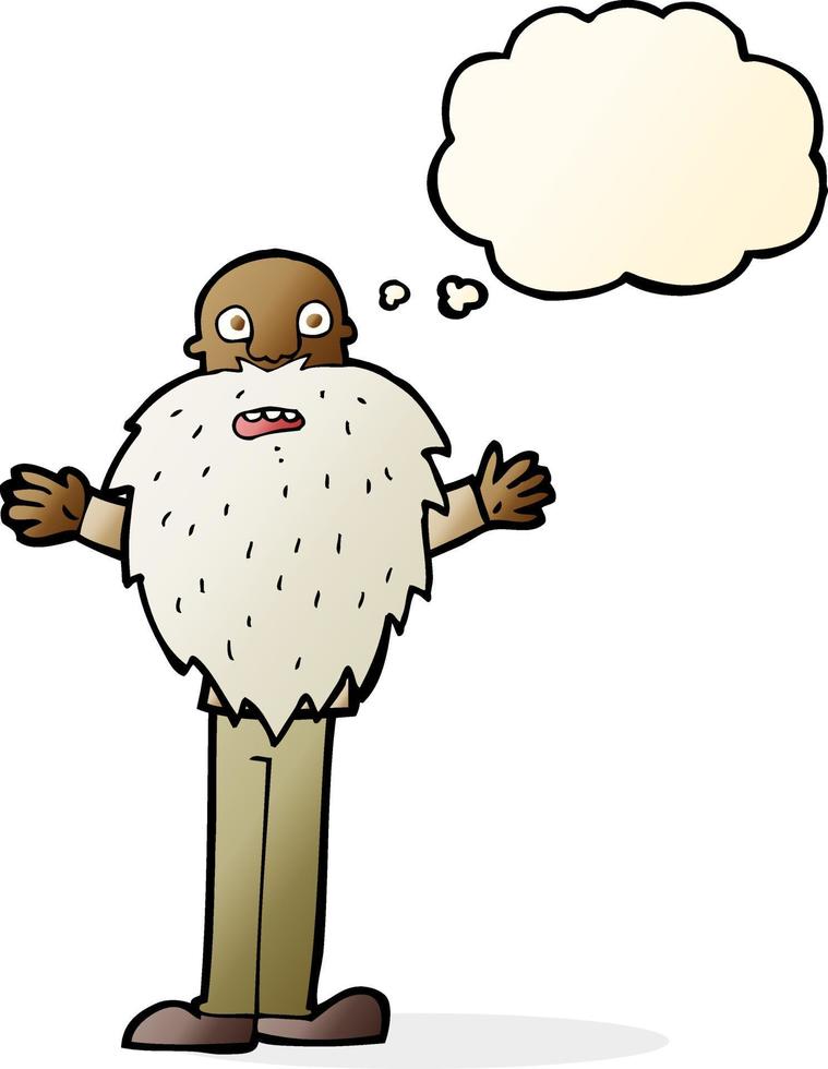 dessin animé vieil homme barbu avec bulle de pensée vecteur