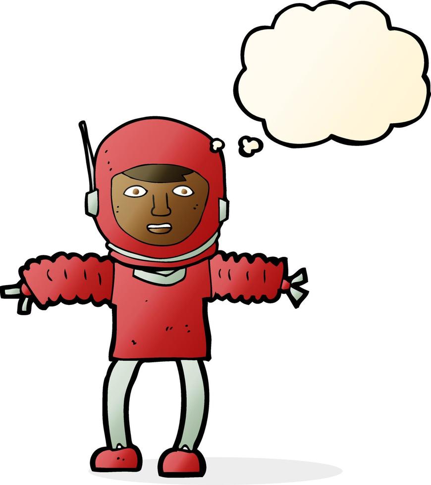 astronaute de dessin animé avec bulle de pensée vecteur