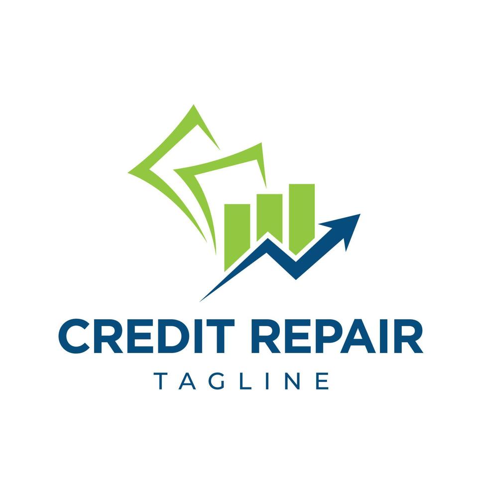 modèle de conception de logo de réparation de crédit et de finance d'entreprise fond isolé vecteur