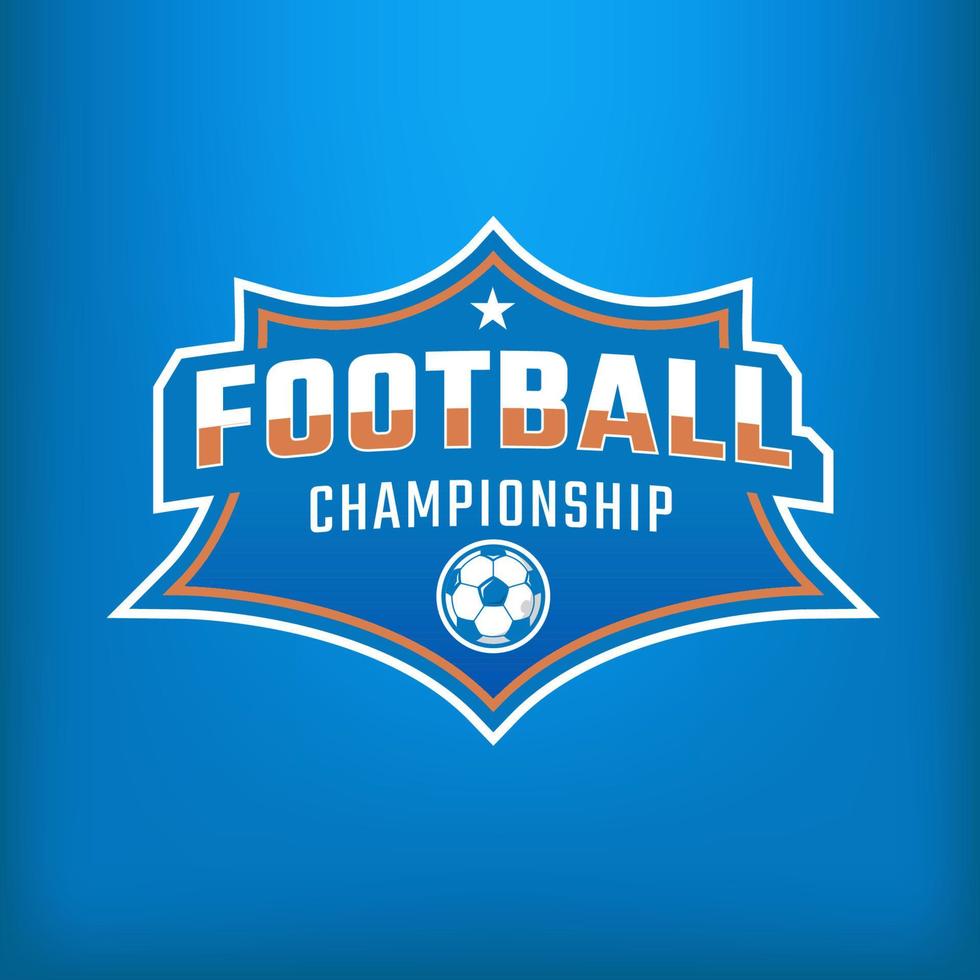 logo de football, emblème du logo sportif sur fond bleu vecteur