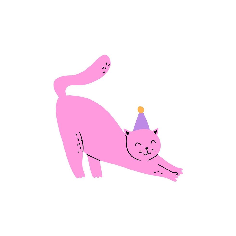 chat mignon dessiné dans un style plat. illustration vectorielle pour enfants. vecteur