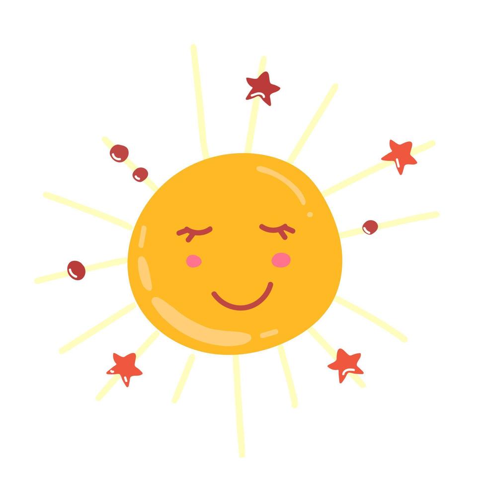 illustration d'icône de soleil drôle isolée sur fond blanc. style plat. modèle vectoriel, vecteur