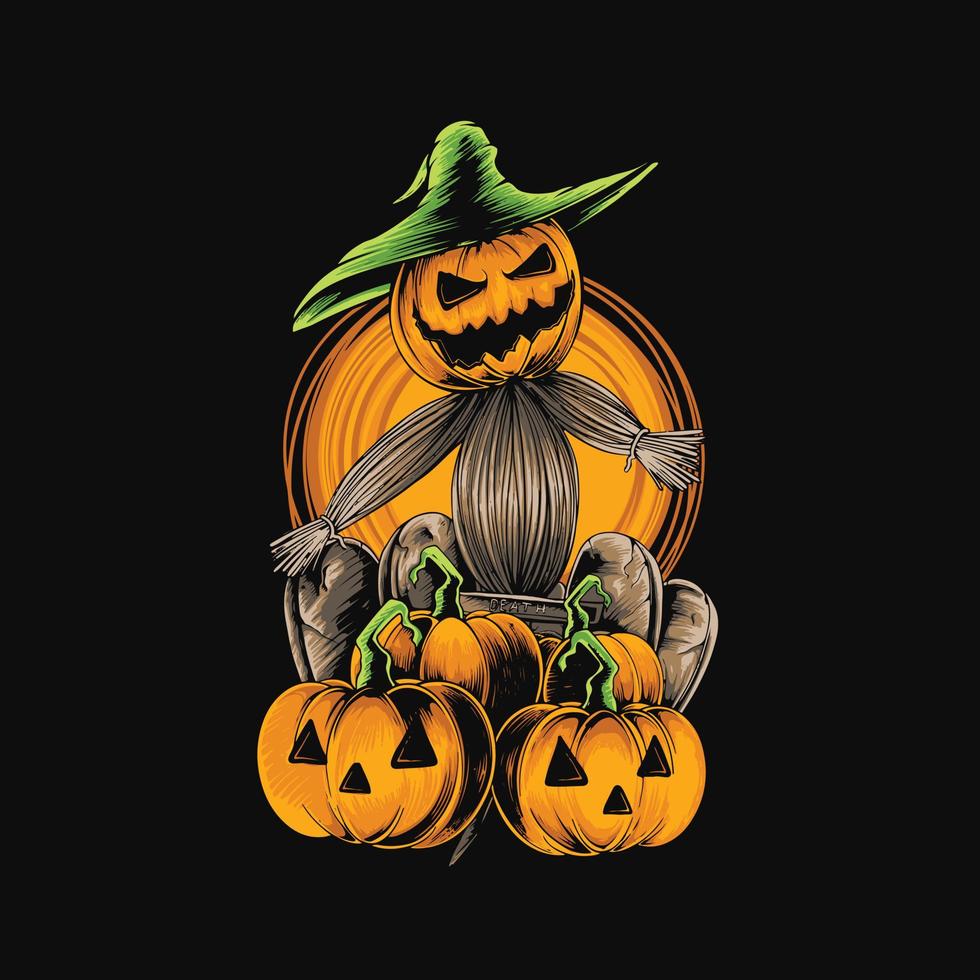 illustration de citrouille d'halloween dessinée à la main vecteur