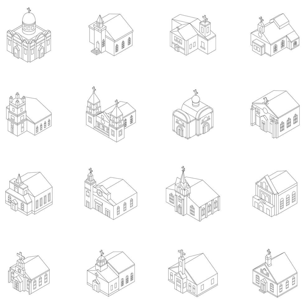 icône de l'église définie contour vectoriel